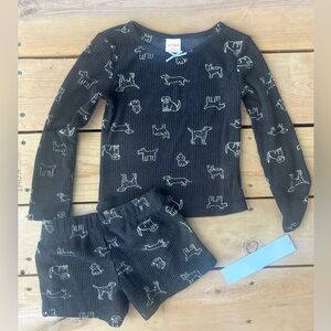 Cat & Jack Girls Black Dog Pattern Pajama Set Size XS (4/5) NWT